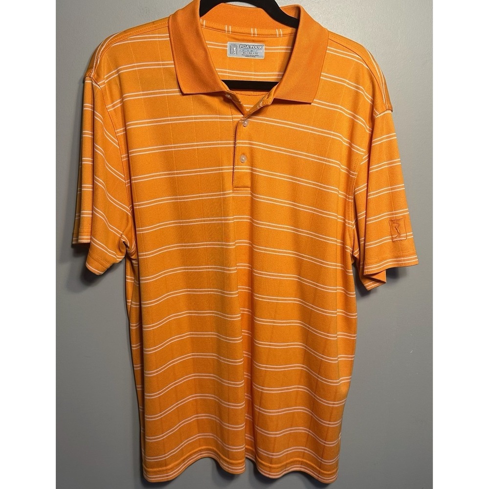 Mens PGA TOUR XL Golf Polo Shirt Orange Short Sleeve‎ Shirt TENNESSEE